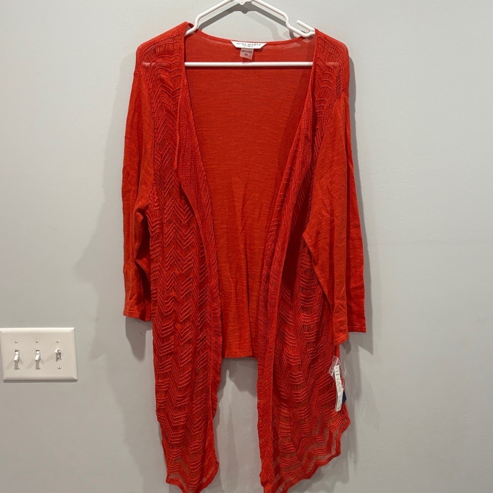 Peter Nygard Scarlet Open-Front Cardigan